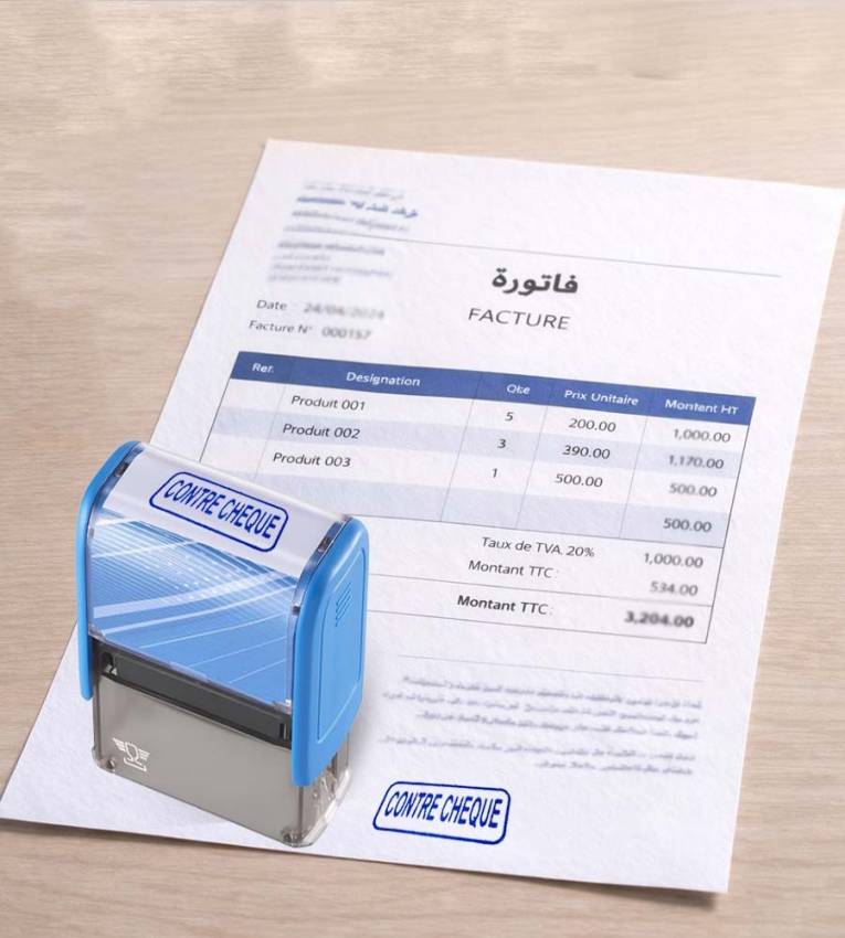 Tampon prêt “CONTRE CHÈQUE”